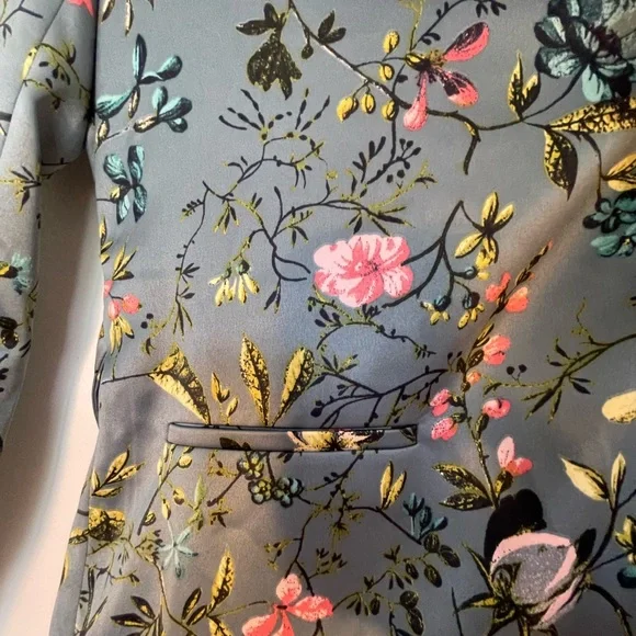 Loft floral/blue satin open front tie Blazer - Picture 7 of 9